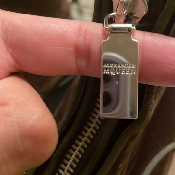 FINAL SALE‼️Alexander McQueen Velvet Zip Biker Boots Brown size 10.5 Women - Picture 9 of 9